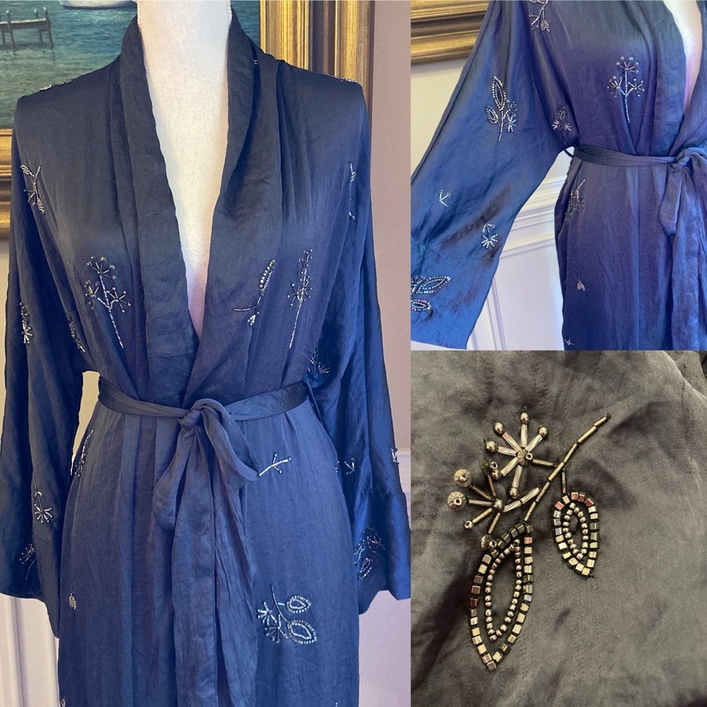 ZARA Gray Silver Beaded Robe